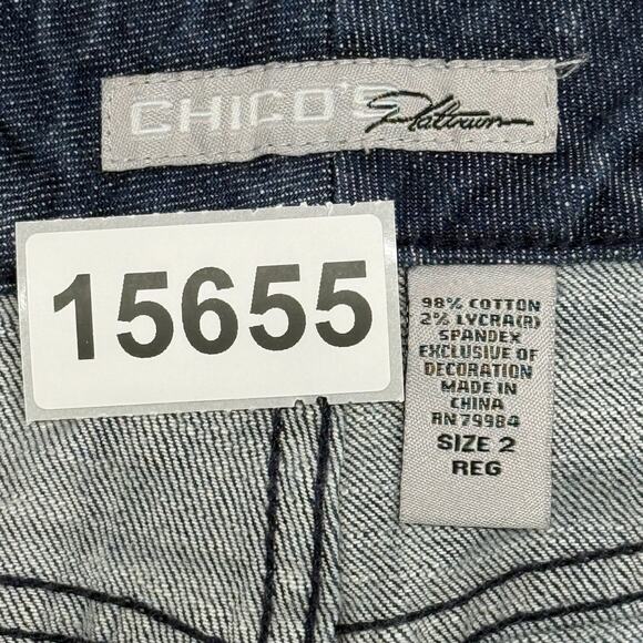 Chicos Jeans Womens Large 2 Blue Embellished Platinum Bootcut Actual 34X31 - Picture 9 of 9